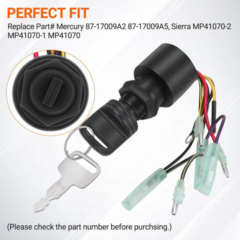 Boat Ignition Switch Replacement For Outboard Motor Control Box With 2 Keys, 3 Position, 6 Wire Connectors, Push Choke Ignition, Corrosion Resistant Housing