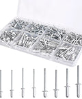 Aluminum Blind Rivet Kit, 200 Piece Assortment With 8 Size Varieties For Quick Repairs And Projects, Durable Pop Rivets