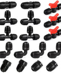 Half Inch All In One Pro Grade Irrigation Fittings Kit For 16mm Drip Tubing With Barbed Connectors Including 16-piece set