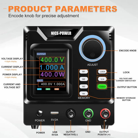Dope High Voltage DC Power Supply 0 To 400 Volts And 0 To 1 Amp Bench Lab Regulated Power Source With Memory M1 M2 M3 M4