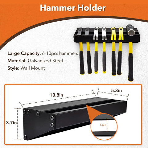 4-Piece Wall Mount Tool Organizer Set With Screwdriver Organizer, Wrench Holder, Pliers Holder, Hammer Rack, dimensions shown