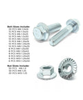 Assorted Grade 10.9 JIS hex flange bolts set with zinc finish and matching nuts (M6, M8, M10)