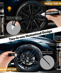Black Rim Touch Up Paint Kit For Wheels 2 In 1 Wheel Paint For Rims Scratch Repair Pen Set Curb Rash Fix in use on black wheel