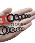 Heavy Duty Water Hose Gasket And O Ring Rubber Washer Assortment Kit With 610 Nitrile Seal Rings for repair shown in hand.
