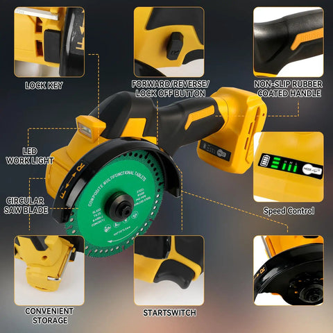 Features of 4 Inch Cordless Cut Off Tool For DeWalt 20V Pro Grade Brushless Motor 18000 RPM Includes 4 Pcs 4 Inch Circular Saw Blades.