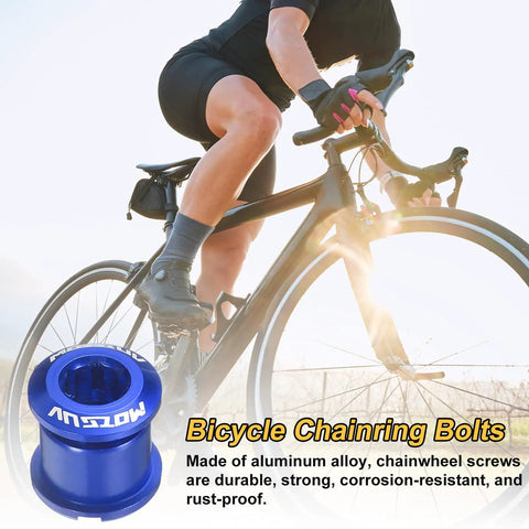 Ten Pieces Dope Double Chain Ring Bolts M8 Aluminum Alloy Crankset Nuts Chainwheel Screws For Road Bike And Mountain Bike Blue Color