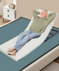Senior man relaxing on Electric Adjustable Bed Backrest With Remote For Reclining 80 Degrees, thick sponge support.