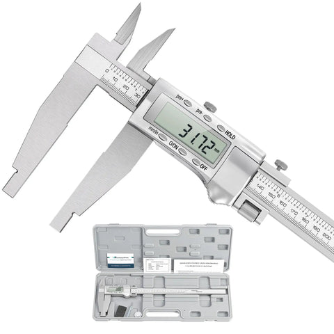12 Inch Digital Caliper With 4 Inch Jaw Depth Pro Grade Metal Frame Large LCD Screen Ultra Precise 0.0005 Inch Or 0.01 mm