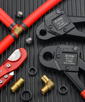 Two PEX Copper Ring Crimp Tools For One Half To Three Quarters Inch PEX Lines With Cutter Tight Space Friendly ASTM F1807