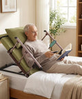 Sturdy Electric Lifting Bed Backrest With Adjustable Angle For Seniors And Patients used by an elderly man sitting on a bed.