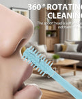 Person using 2-In-1 Nasal Hair Cutter With Double Sided Nose Hair Knife For Men And Women with ergonomic handle in home setting.