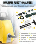 3000W Commercial Steam Cleaner With High Temp 3.5L Tank showing multiple cleaning accessories and nozzles for various uses.