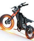 High Power Electric Dirt Bike With 5500W Peak And 40 MPH Top Speed, 60V 30Ah Battery For Up To 100 Miles, angled side view