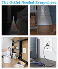 White Usb-C Wall Outlet With Built In Night Light 20 Pack 24W Quick Charge Adapter used in home kitchen and bedroom settings.