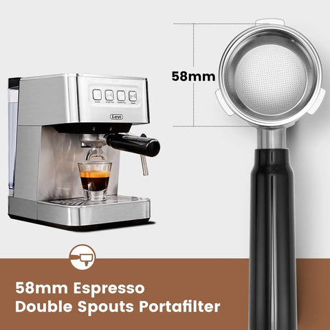 Cafe Quality Home Espresso Machine With 58mm Portafilter And Milk Frother 20 Bar Pump Compact Stainless Steel Espresso Maker