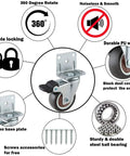 Diagram of 1.5 Inch Side Mount Caster Wheels Set Of 12 With Locking Swivel, L Shaped Rubber Casters, showing features and components.
