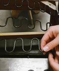 Close-up of 31 Inch Sinuous Spring Repair Kit For Recliners And Sofas With Heavy Duty 8 Gauge No Sag Zig Zag Springs installation