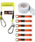 Squids 3180 Tool Tethering Kit For 2lb Tools ANSI ISEA 121-2018 Compliant Ultra Strength Nylon Coiled Lanyard with tape and clips