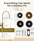 iSpring GA1-G Drinking Water Faucet, Brushed Gold, Lead-Free Brass with fittings and dimensions for easy installation.