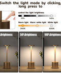 Brightness settings for 2 Pack Cordless Desk Lamps With Rechargeable 5000mAh LED Battery, Metal USB Powered Table Lamps
