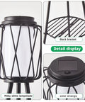 Detail display of Metal Solar Floor Lamp With Plant Stand Outdoor Waterproof Lantern Lights For Patio Deck Yard Garden