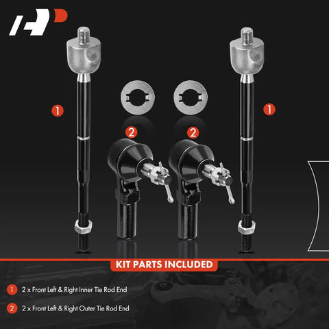 Front Inner And Outer Tie Rod End Kit For Mazda CX-5 2013 2014 2015 2016, 4-piece inner and outer ends