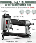 Pro Grade Air Powered 20 Gauge Upholstery Stapler With 1500 Pcs T50 Staples In 1/4, 3/8, And 5/8 Inch, Requires Air Compressor