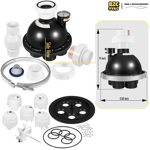 5-Port 1.5 Inch Water Valve Assembly Replacement for In-Floor Pool Cleaning System, OEM Grade Valve Restores Full Water Flow, Compatible With Caretaker Style Heads and Polaris Units, Easy Install, Durable Build, kit with unions and O-rings