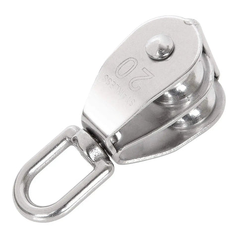 M20 Lifting Double Pulley Block Set Stainless Steel Beefy Heavy Duty Crane Swivel Hook With Double Pulley Roller 4 Pack