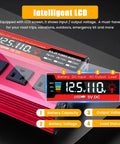Heavy Duty 1000W Car Power Inverter that converts 12V DC to 110V AC smoothly, showing LCD output voltage and battery status.