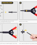 Rivet Gun Set With 40 Nylon Blind Rivets In 4 Sizes And 1 Fastener Removal Tool Hand Riveter Kit for automotive repair steps