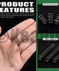 Mini Stainless Steel Extension Springs Kit 100 Piece Multipack with 8mm Outer Diameter displayed in hand and on table