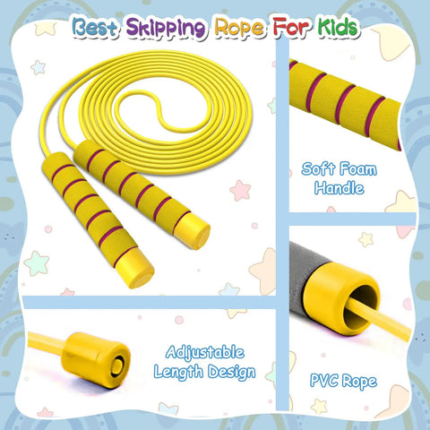 Kids Jump Rope For 8 To 12 Year Olds Safe Non Toxic PVC Rope With No Tangle Easy Grip Durable Lightweight Jump Rope details.