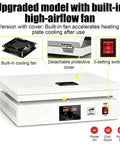 Desktop Cellophane Wrapping Machine With Large HeatingPlate For Tea Box Packaging Manual Heat Sealer features built-in cooling fan.