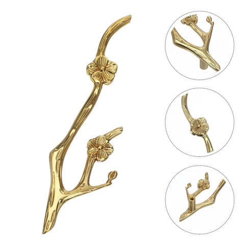 Chic Vintage Brass Flower Drawer Pulls Bring Rustic Charm to Kitchen Cupboards and Wardrobe Dressers Featuring Snazzy Twig Design