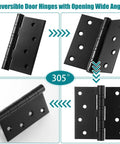 18 Pack Built Tough Exterior Door Hinges, 4 X 4 Inch Ball Bearing Leaves for Heavy Wood Doors shown from various angles.