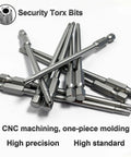Tough As Nails T15 Security Torx Bits Set Packs Ten 4 Inch Long Magnetic Driver Tips forged from heavy duty S2 alloy steel.