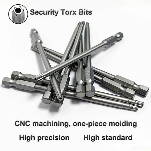 Tough As Nails T15 Security Torx Bits Set Packs Ten 4 Inch Long Magnetic Driver Tips forged from heavy duty S2 alloy steel.