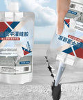 Heavy Hitter Concrete Crack Filler And Fast Cure Grouting Adhesive For Quick Masonry Patch And Rock Solid Structural Sealing With 200 Gram Tube being applied to a crack in concrete.