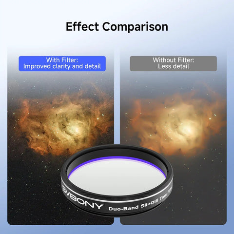 Effect of SV220 7nm Dual Narrowband Nebula Filter For 1.25-Inch Telescopes With SII And OIII High Transmission Cutoff OD5