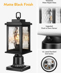 Two Pack Dusk To Dawn Outdoor Post Light Fixtures With Pier Mount Base Built Tough Waterproof Aluminum Black Lanterns With Tempered Glass