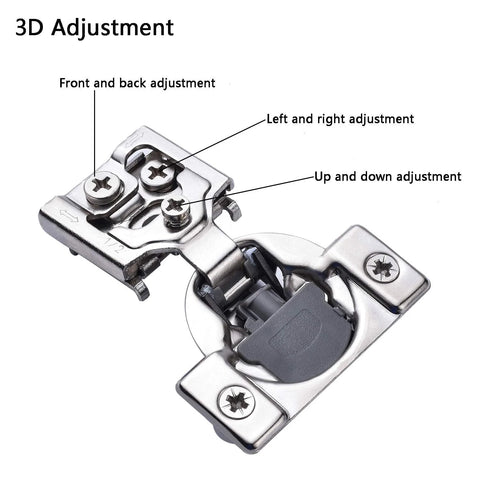 Twenty Pack One Half Inch Overlay Soft Close Concealed Kitchen Cabinet Hinges Satin Nickel Three Way Adjustable