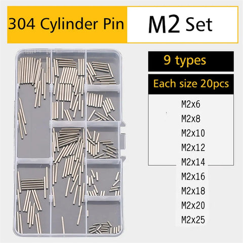 M2 set from Gearhead Favorite Pro Grade Cylindrical Locating Dowel Kit 304 Stainless Steel Assorted Pin Set For Machinery