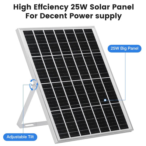 25W solar panel for Solar Rechargeable Ceiling Fan Light With Battery Backup 20.5 Inch Outdoor Hanging Fan for gazebo use