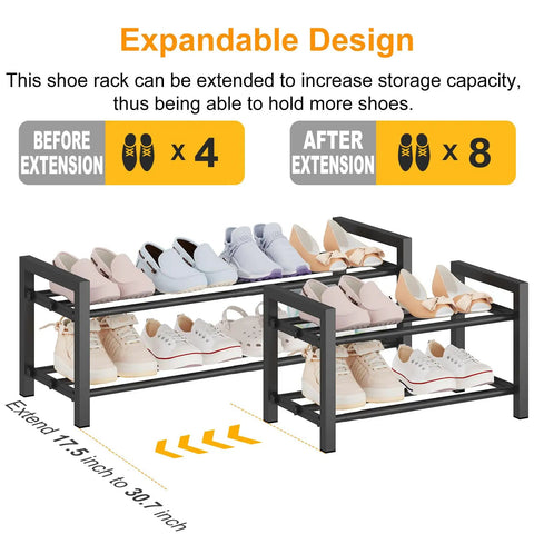 Adjustable Expandable Metal Shoe Rack For Closets And Entryways Versatile Space Saving Storage Organizer Heavy Duty Sneaker Holder To Level Up Your Floor Game And Keep Shoes Crisp All Day Long