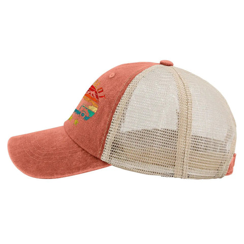 Funny RV Pilot Road Trip Hat For Outdoor Adventures, Camper Vacation Cap With Adjustable Strap, Bright Saffron Color
