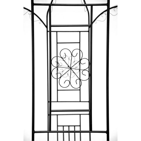 Top view of decorative panel on the Steel Garden Arch For Climbing Plants, 8 Feet High By 5 Feet 2 Inches Wide, Outdoor Yard Arbor