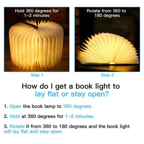 Wooden Book Light Foldable Reading Lamp With 3 Color LED Bookish Glow That Hits Portable Paper Shade Book Decor demonstration