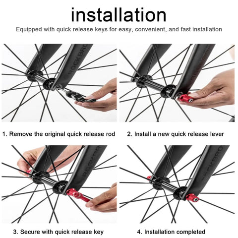 Installation steps for Bike Quick Release Skewer Set Black Anti Theft Locking Skewers Aluminum Alloy For Road Bike Wheels