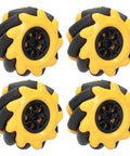 Mecanum wheels set: four yellow and black 60mm omnidirectional wheels for robot kits